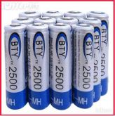 BTY Início Ni-MH AA 2500mAh 1.2V recarregável 12pcs
