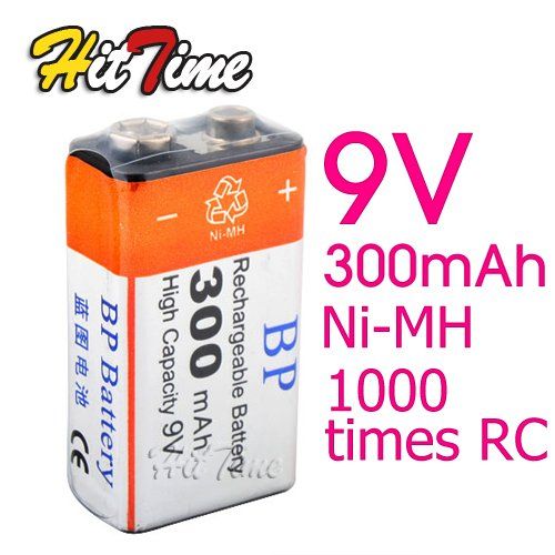 1 PCS BP 9V 9 volts 300mAh Ni-MH bateria recarregável